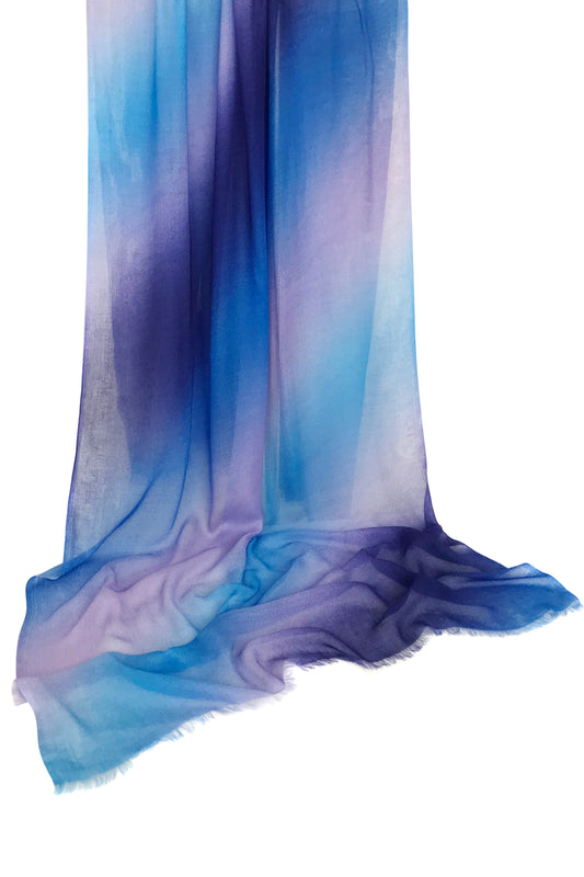 Blue Ombre Bamboo Silk Cashmere Scarf