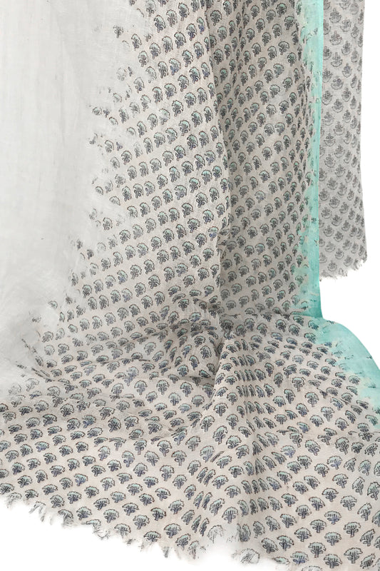 Grey Turquoise Hue Cashmere Scarf