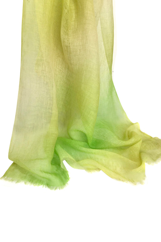 Green Ombre Silk Cashmere Linen Scarf