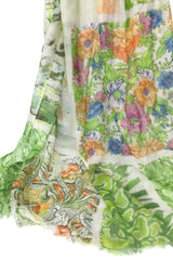 Green Floral Bamboo Silk Cashmere Scarf