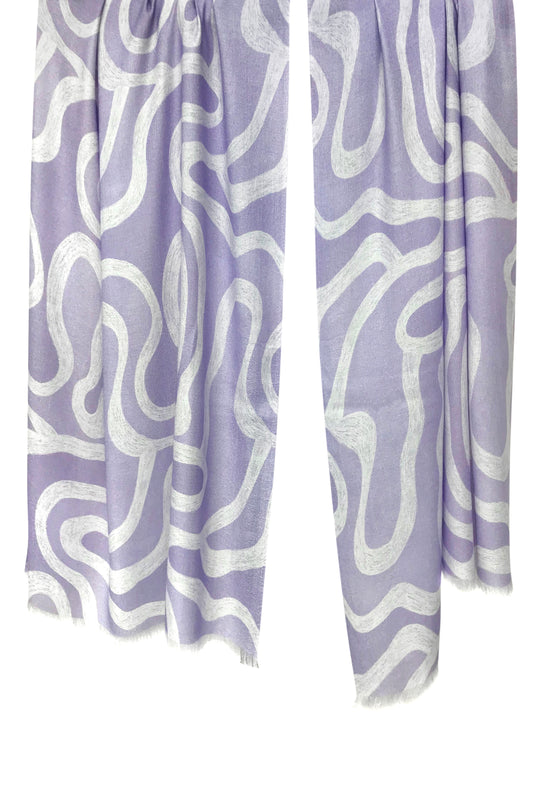 Lavender Abstract Modal Silk Wool Scarf