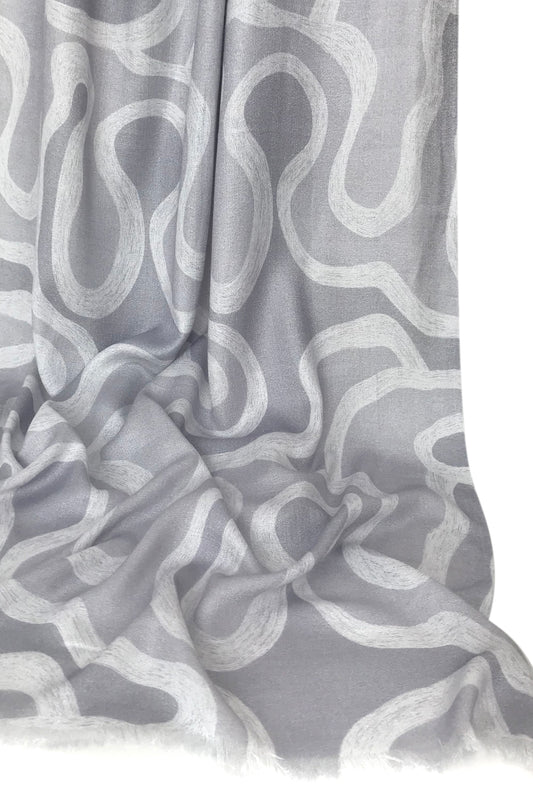 Grey Abstract Silk Scarf
