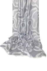 Grey Abstract Modal Silk Wool Scarf