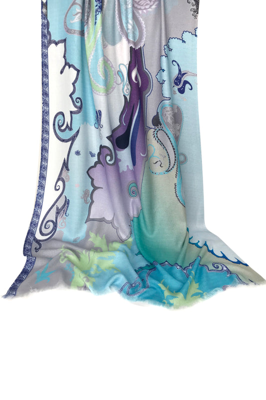 Turquoise Paisely Silk Scarf