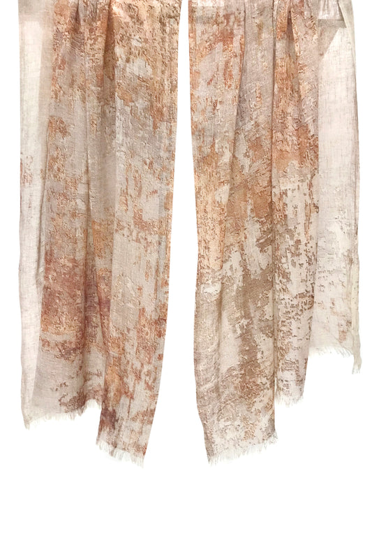 Beige Abstract Cashmere Scarf
