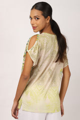 Green Paisely Linen Top