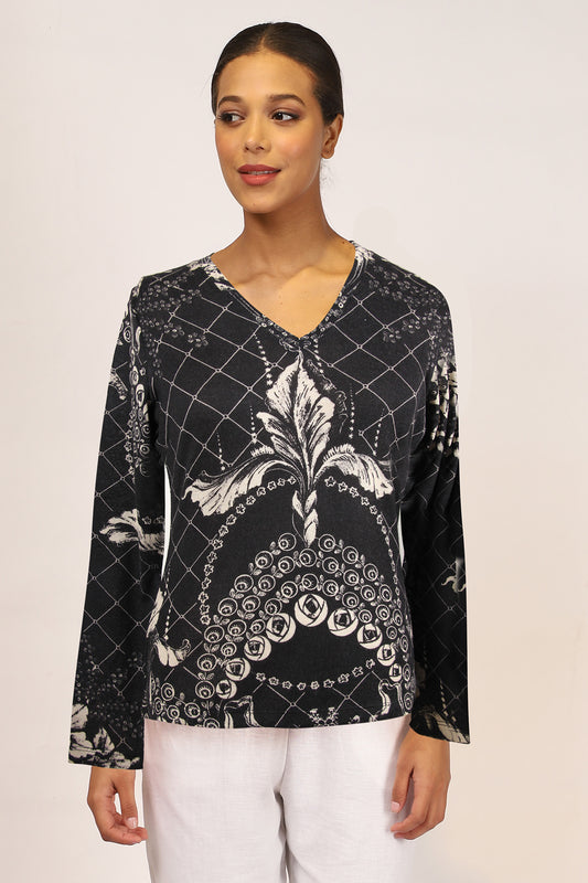 Black Contemporary Cashmere Silk Sweater