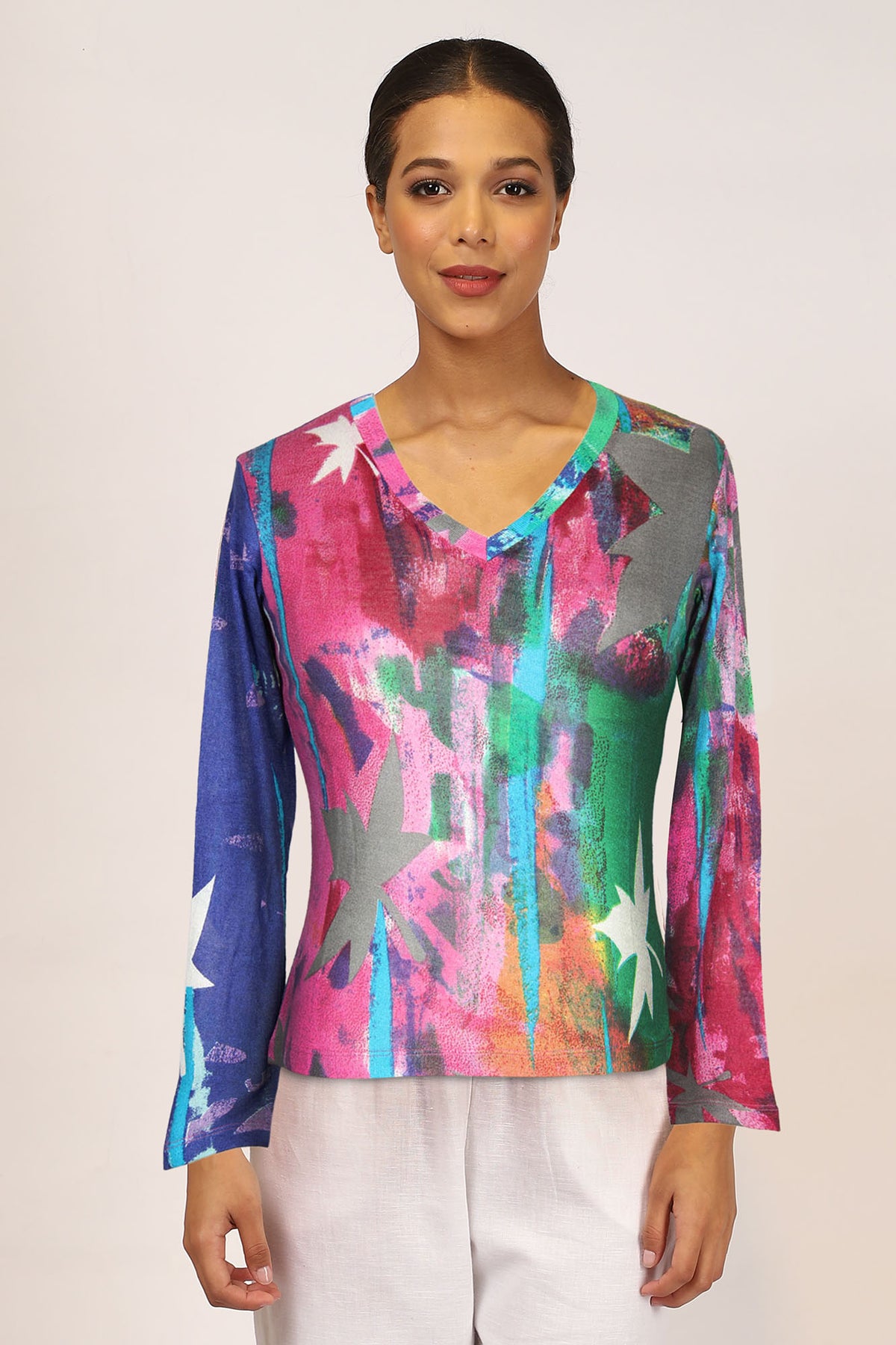 Multi Colour Floral Cashmere Silk Sweater