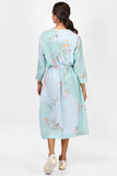 Turquoise Floral Linen Dress