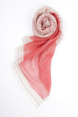 Shaded Striper Pink & Red Silk Cashmere Scarf