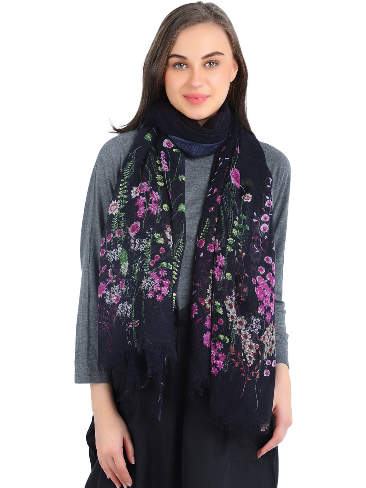 Night of Wildflowers Silk Cashmere Scarf