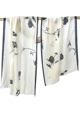 wool cashmere black & white geranium scarf