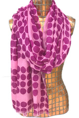 wool cashmere fuschia & magenta framed polka dot scarves
