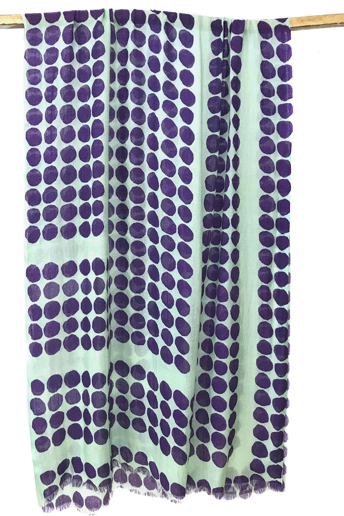 wool cashmere mint  & navy framed polka dot scarves