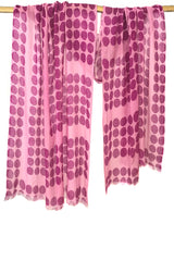 wool cashmere fuschia & magenta framed polka dot scarves