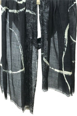 wool cashmere black & white abstract brushstrokes  scarves