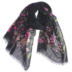 Night of Wildflowers Silk Cashmere Scarf