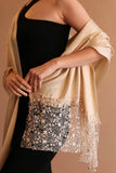 Limited Edition Cashmere Blend Scarf - Beige with Italian Lace