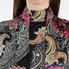 Paisley Printed Silk Twin Set in Black