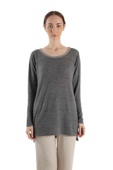 Boat Neck grey tunic-fit Cashmere Sweater