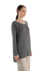 Boat Neck grey tunic-fit Cashmere Sweater