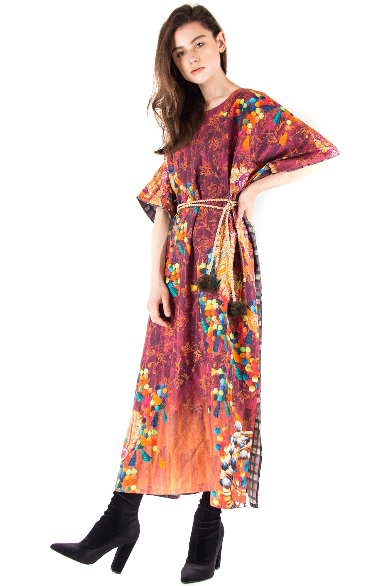 Brown Abstract Kaftan