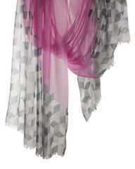 Pink & Grey ContemporaryY Silk Cashmere Scarf