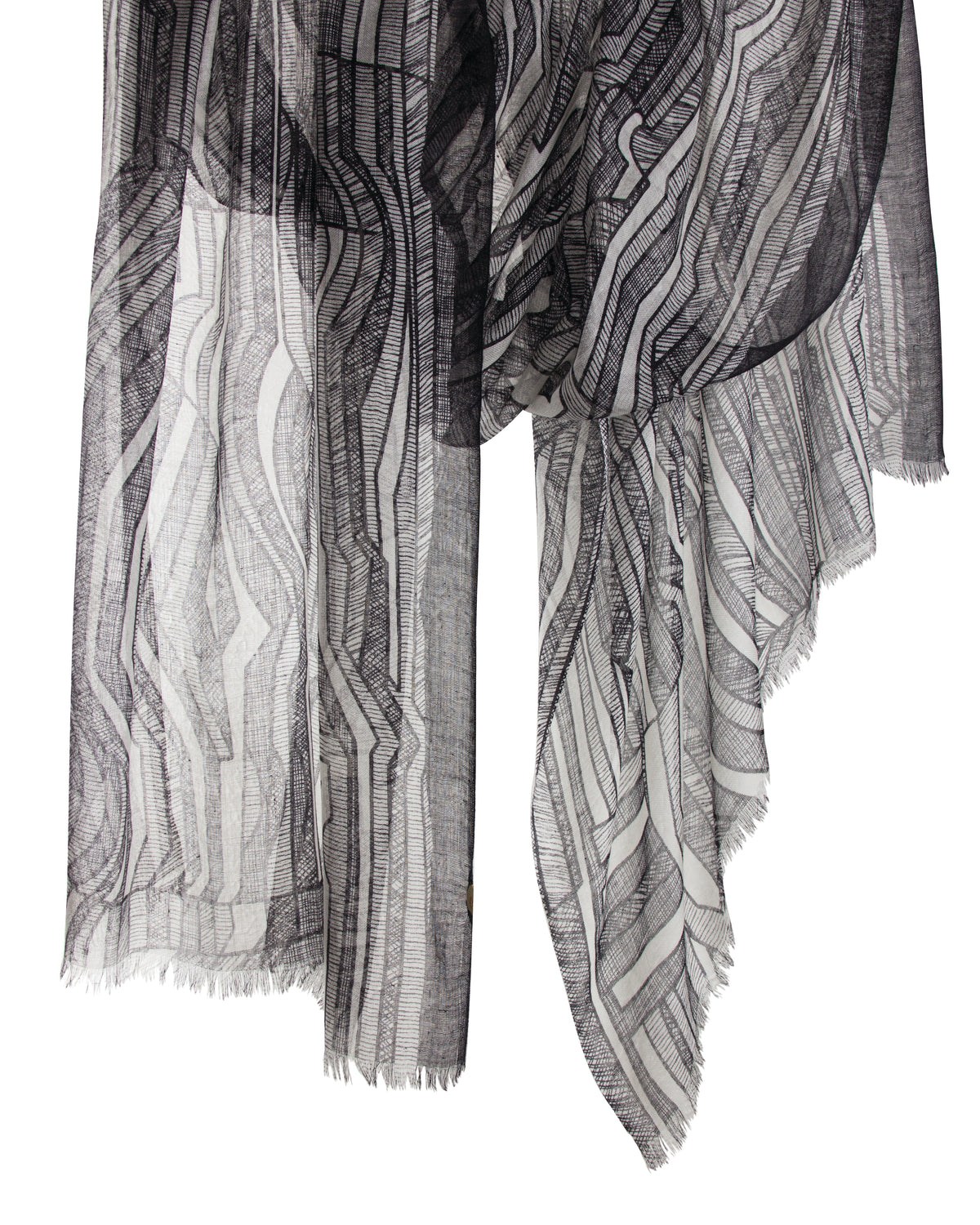 Black Contemporary Silk Cashmere Scarf