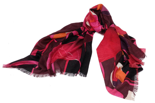 Fuschia Contemporary Silk Cashmere Scarf
