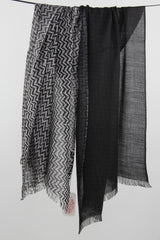 Black Contemporary  Silk Wool Scarf
