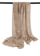 Stone and White Linear Silk Cashmere Scarf