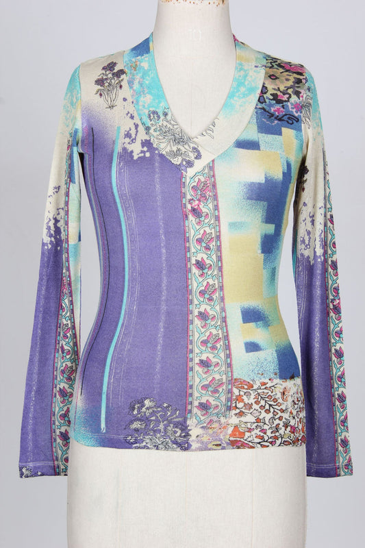 Lavender Contemporary Half Sleeve Cashmere Silk Sweater