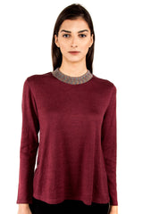 Burgandy Silk Wool Cashmere Sweater