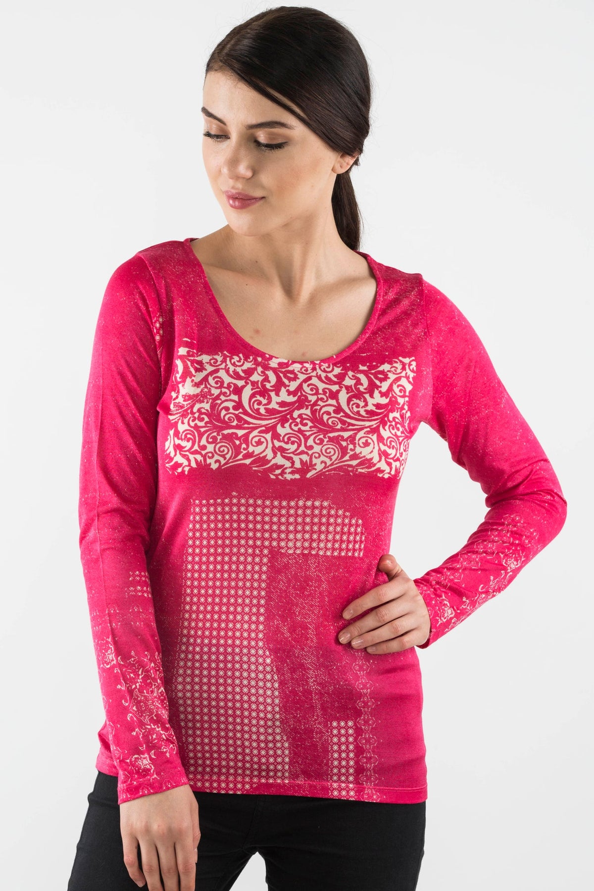 Fuschia Contemporary Silk Sweater