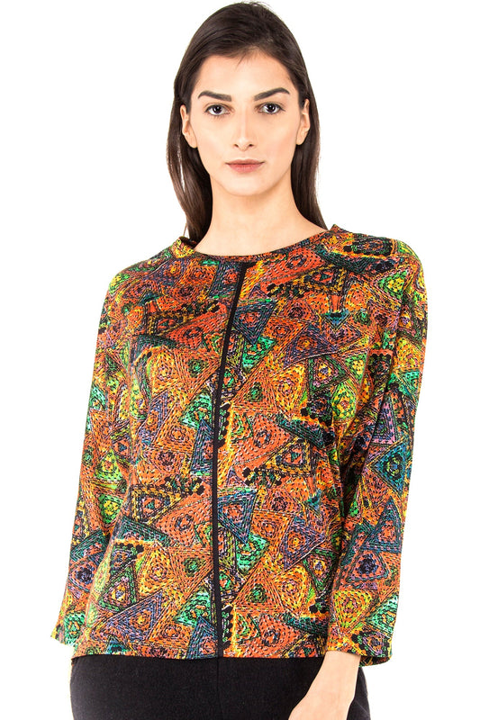 Multi Colour Contemporary Silk Sweater