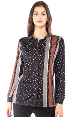 Black Contemporary Collared Silk Sweater