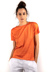 Orange  Half Sleeve Silk Sweater