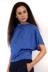 Cobalt Silk Half Sleeve Sweater
