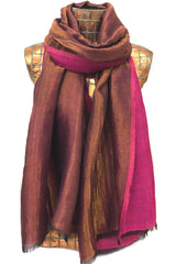 Wool magenta & gold  reversable gleam scarf