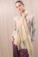 wool cashmere pastle abstract paisley scarf