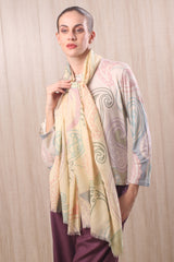 wool cashmere pastle abstract paisley scarf