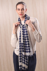 wool cashmere black & white framed polka dot scarves