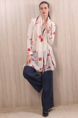 wool cashmere red & white geranium scarf