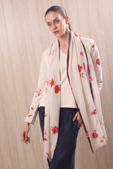 wool cashmere red & white geranium scarf