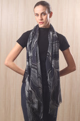 silk cashmere black & white contour lines scarves