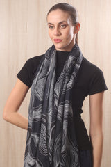 silk cashmere black & white contour lines scarves