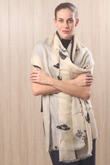wool cashmere black & white geranium scarf