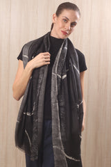wool cashmere black & white abstract brushstrokes  scarves