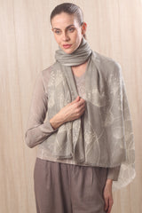 wool cashmere taupe & ivory dandelion scarf