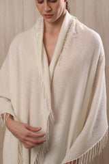 Ivory pure cashmere glimmer scarf